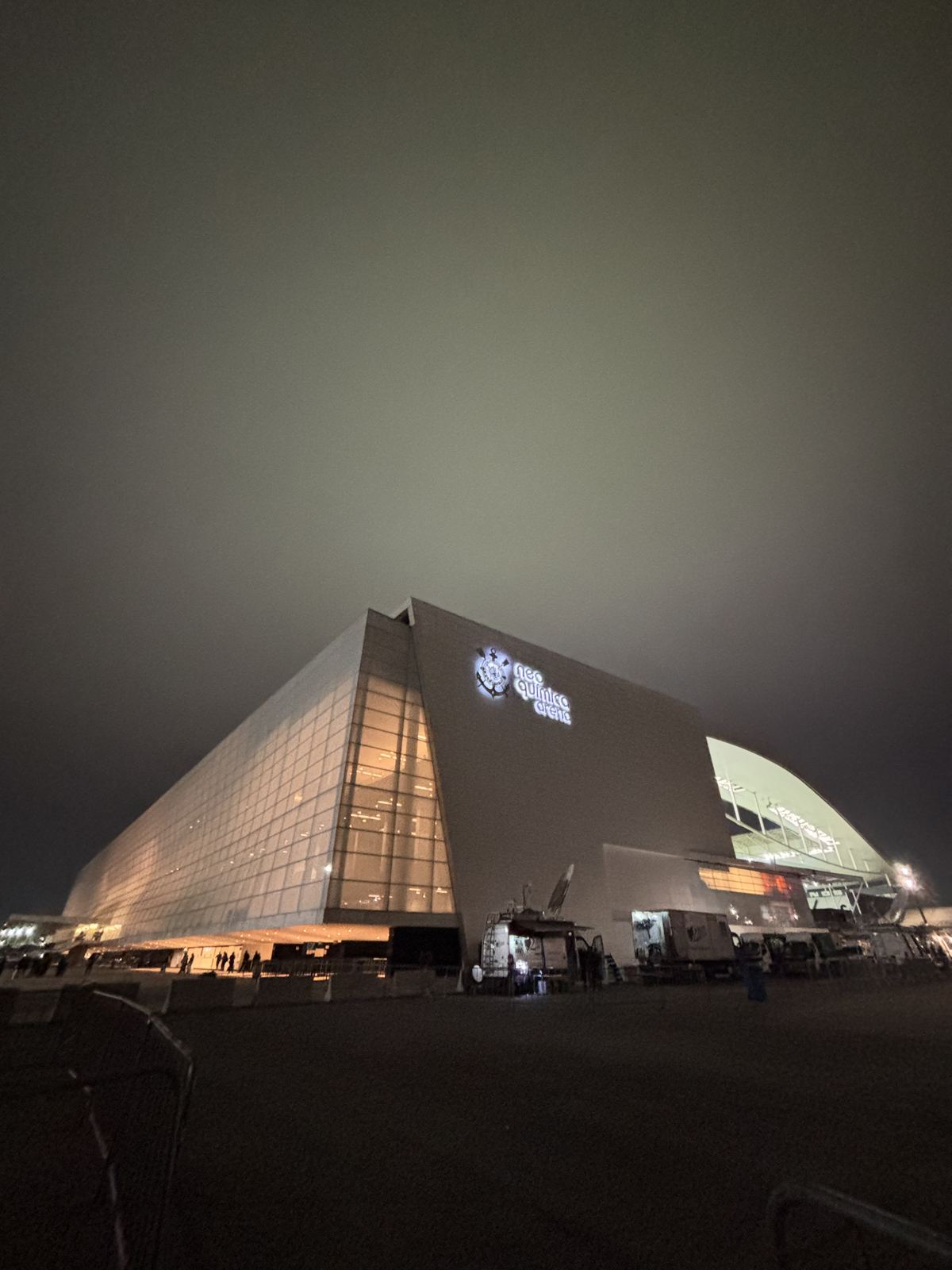 Neo Química Arena lit up at night