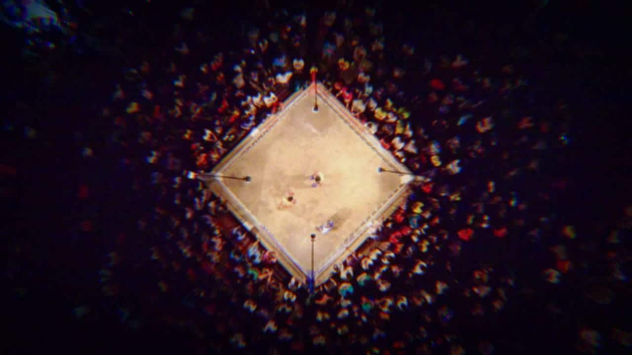 Pathun thani Thailand bangkok muay thai ring corwded drone shot of the fight - Nikolas Fonseca director for ufc